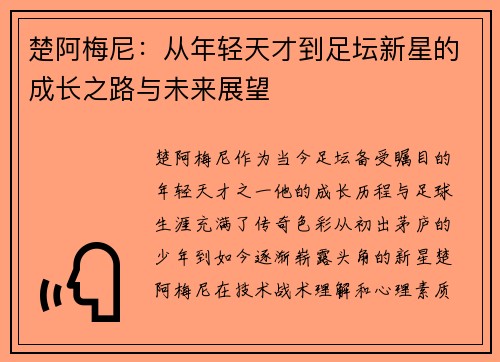 楚阿梅尼：从年轻天才到足坛新星的成长之路与未来展望